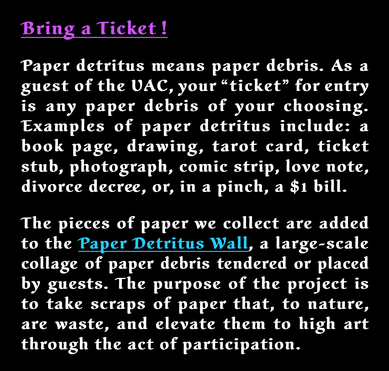 Paper Detritus Ticket Explanation